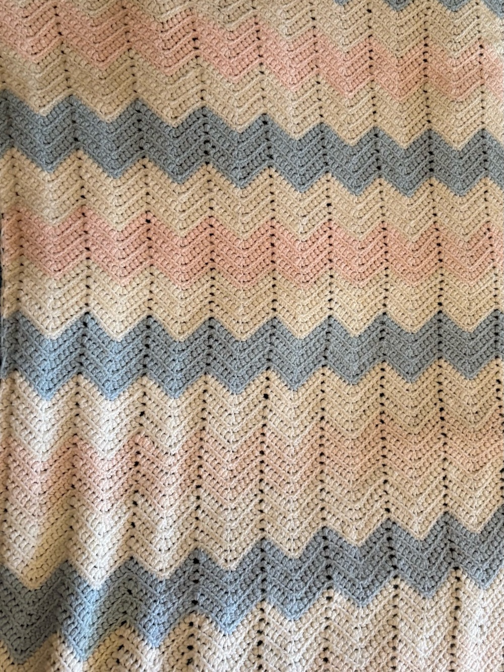 Chevron Knit Women's Sweater in Pink, Blue, and Cream